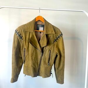 True vintage designer Michael Hoban North Beach green olive suede leather jacket